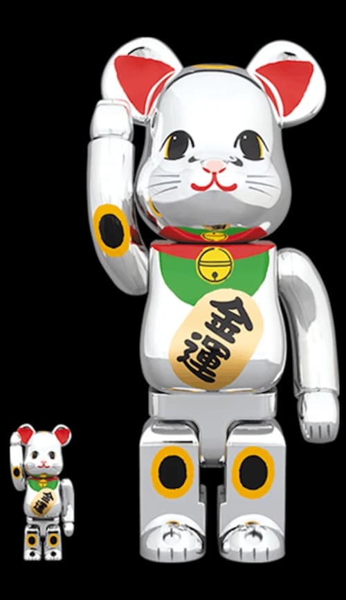 Bearbrick Maneki Neko Silver Plating 100% & 400% Silver