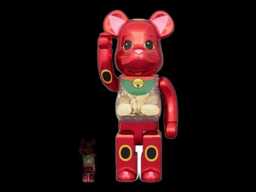 Bearbrick Medicom Maneki Neko Oval Ten Million Ryo Plum Gold Plated 100% & 400% Set