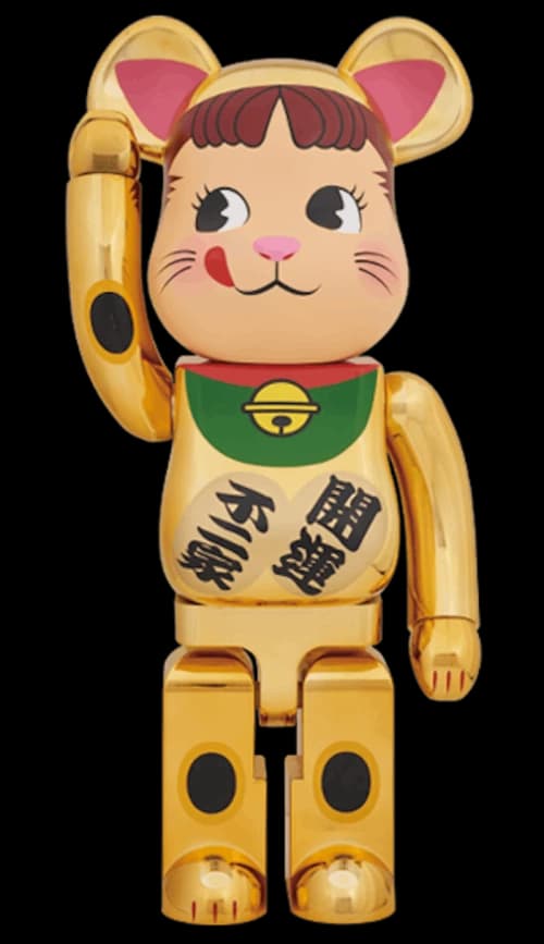 Bearbrick Peko-Chan Beckoning Cat 1000% Gold
