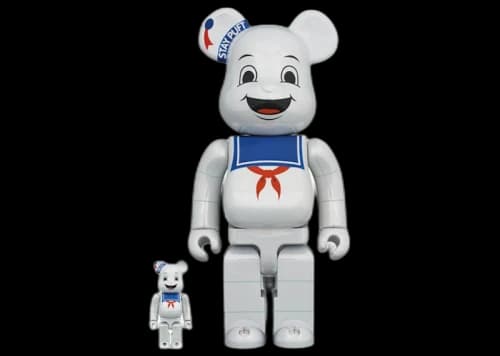 Bearbrick Stay Puft Marshmallow Man 100% & 400% Set White Chrome Ver.