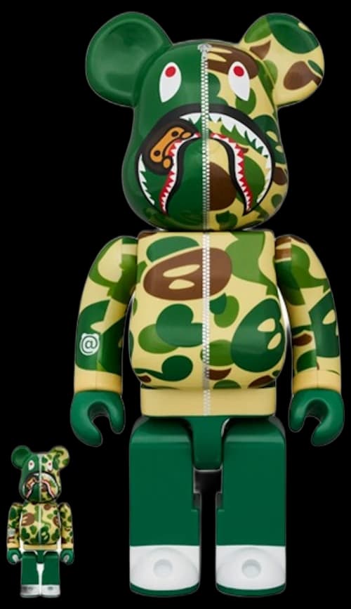 Bearbrick x BAPE Baby Milo(R) Camo Shark 100% & 400% Set Green