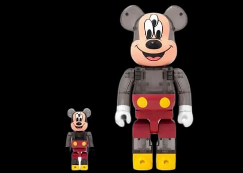Bearbrick x CLOT x 3125C x Disney 3-Eyed Mickey Mouse 100% & 400% Set Translucent Black