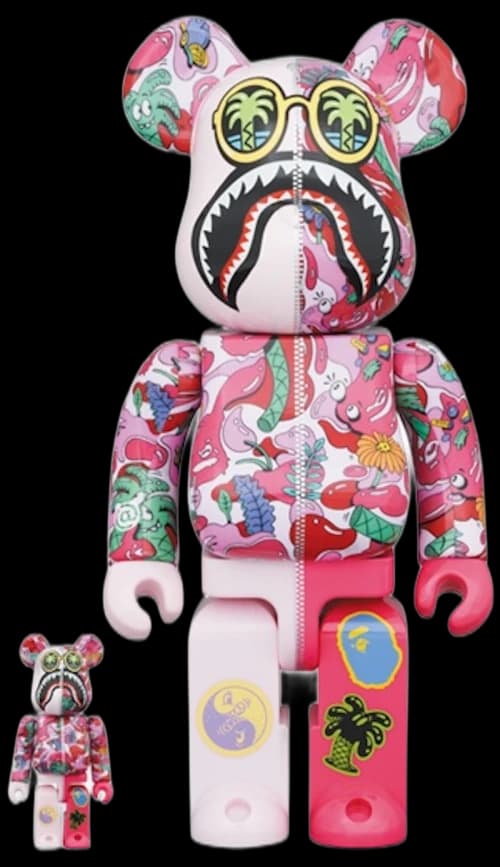 Bearbrick x Steven Harrington x BAPE Shark 100% & 400% Set Pink Camo