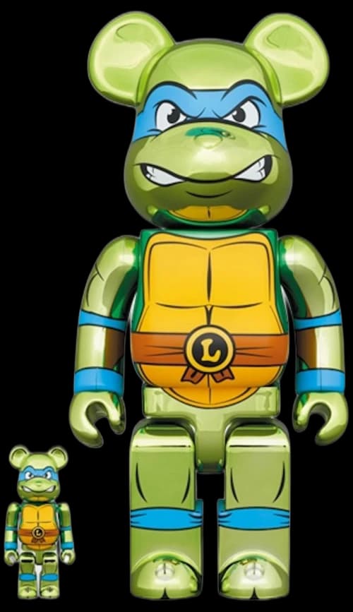 Bearbrick x Teenage Mutant Ninja Turtles Leonardo 100% & 400% Set Chrome Ver.