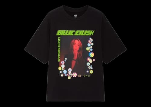 Billie Eilish Flower Photo T-Shirt (Japanese Womens Sizing) Black