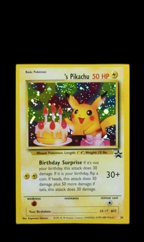 Birthday Pikachu 2001 Pokemon TCG Black Star Promo Holo #24 (PSA or BGS Graded)