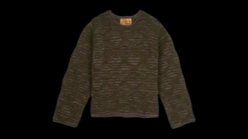 Brain Dead 3D Wave Cropped Sweater Forest Green