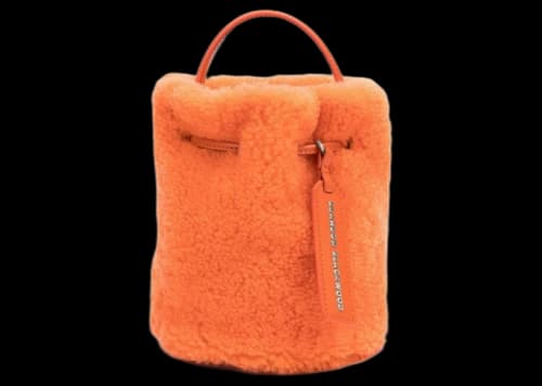 Brandon Blackwood Kamal Bucket Bag Shearling Burnt Orange