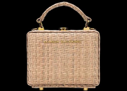 Brandon Blackwood Mini Kendrick Wicker Box Bag Natural