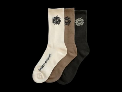 Broken Planet Logo Socks (3 Pack) Cinder Brown/Vanilla White/Soot Black