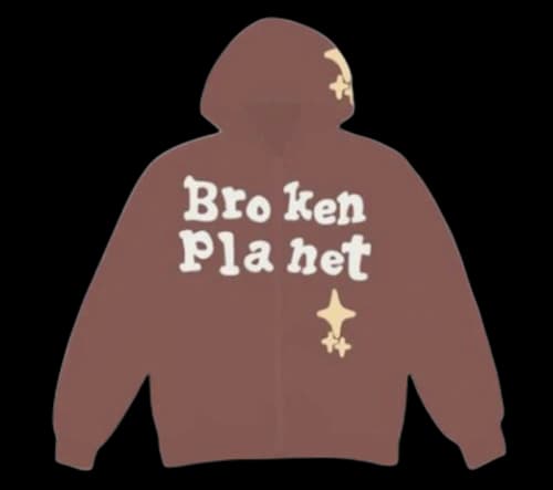 Broken Planet Star Zip Up Hoodie Clay