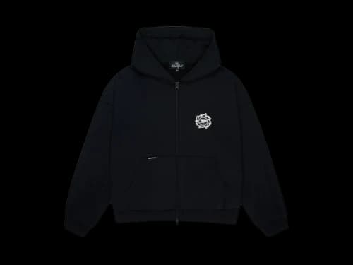 Broken Planet Sun Logo Zip-Up Hoodie Midnight Black