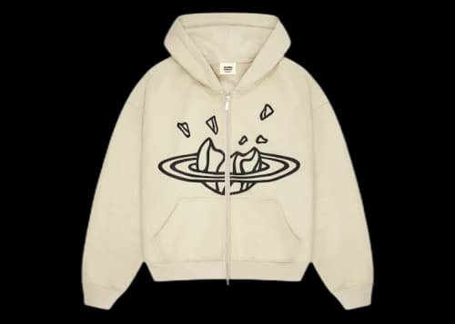 Broken Planet Zip Up Hoodie Bone White