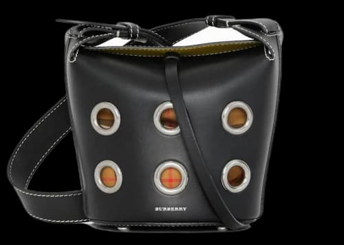 Burberry Bucket Bag Grommeted Leather Mini Black