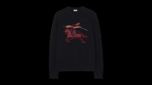 Burberry Cross Stitch Knight Wool Cashmere Sweater Navy