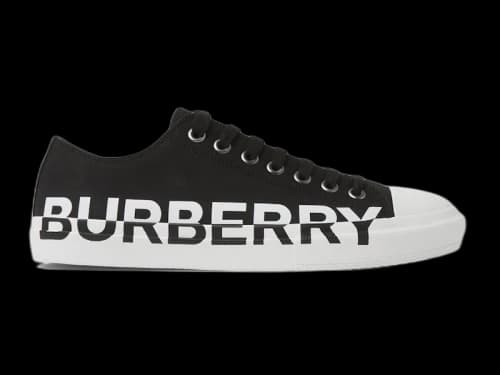 Burberry Gabardine Icon Stripe Logo Print Black White