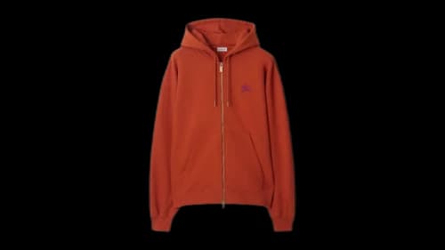 Burberry Gothic Logo Cotton Zip Hoodie Fire Orange