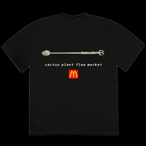Cactus Plant Flea Market x McDonald's Coffee Stirrer T-shirt Black