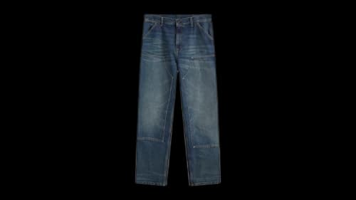 Carhartt WIP Denim Double Knee Pants Blue Worn Used Wash
