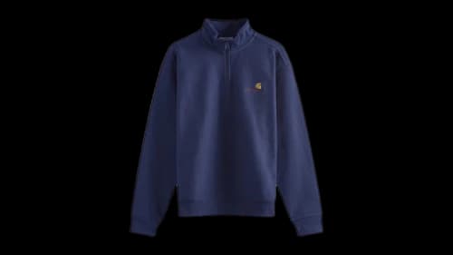 Carhartt WIP Half Zip American Script Crew Sweatshirt Air Force Blue