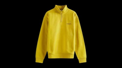 Carhartt WIP Half Zip American Script Crew Sweatshirt Golden Olive