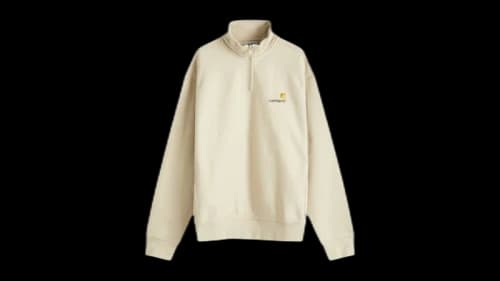 Carhartt WIP Half Zip American Script Sweatshirt Fleur De Sel