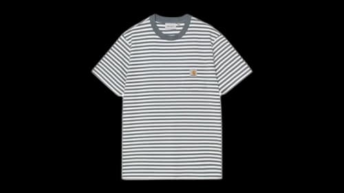 Carhartt WIP S/S Ezra Pocket T-Shirt Ezra Stripe/Cozy Blue/Wax