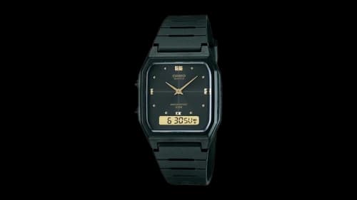 Casio Men’s Analog Digital Watch with Black Dial and Gold Accents AW-48HE-1AV-NOBX-EW