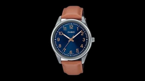 Casio Men’s Analog Watch with Blue Dial and Leather Strap MTP-V005L-2B4UDF-NOBX-EW