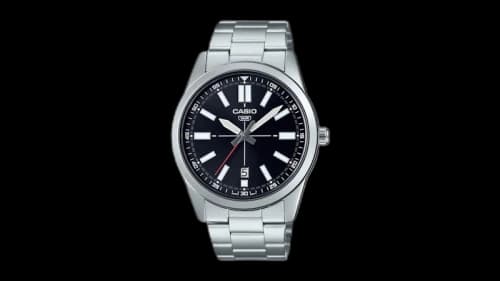 Casio Men’s Black Dial Stainless Steel Bracelet Watch MTP-VD02D-1EUDF-NOBX-EW