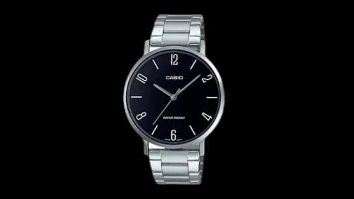Casio Men’s Black Dial Stainless Steel Bracelet Watch MTP-VT01D-1B2UDF-NOBX-EW