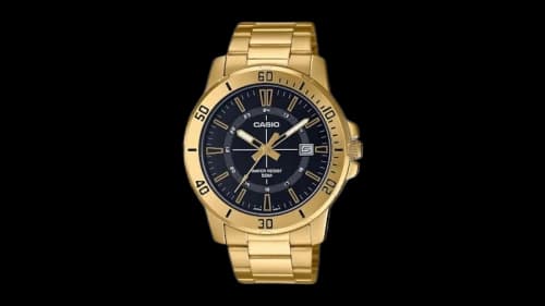 Casio Men’s Black Dial Two-Tone Stainless Steel Bracelet Watch MTP-VD01G-1CVUDF-NOBX-EW