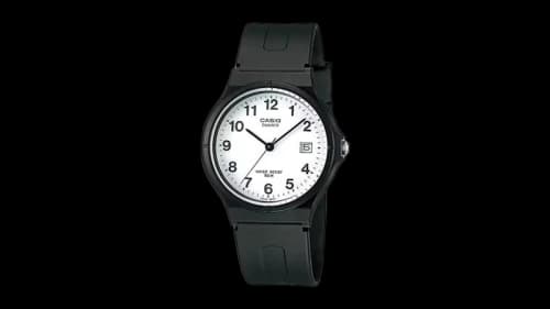 Casio Men’s Black Watch with White Dial MW-59-7BVDF-NOBX-EW