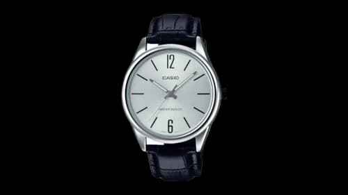 Casio Men’s Classic Silver Dial Analog Watch with Leather Strap MTP-V005L-7BUDF-NOBX-EW