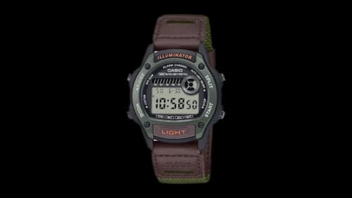 Casio Men’s Digital Illuminator Chronograph Watch with Brown and Green Strap W-220HF-3AVCF-EW