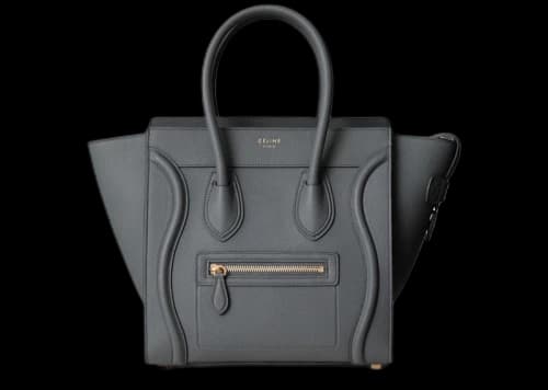 Celine Luggage Baby Drummed Calfskin Micro Kohl