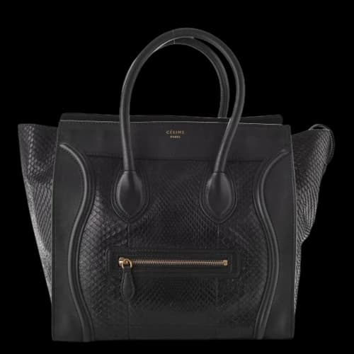 Celine Luggage Python Mini Black