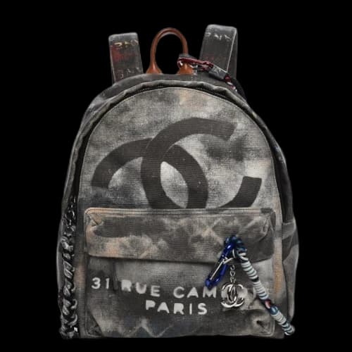 Chanel Art School Backpack Graffiti Medium Black