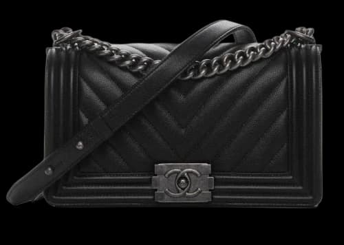 Chanel Boy Flap Chevron Quilted Medium Black