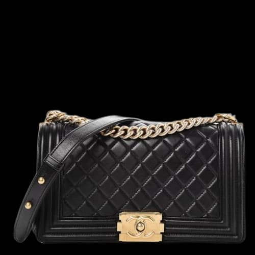 Chanel Boy Flap Quilted Lambskin Aged Gold-tone Medium Black