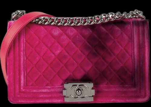 Chanel Boy Flap Quilted Velvet Ruthenium Medium Fuchsia