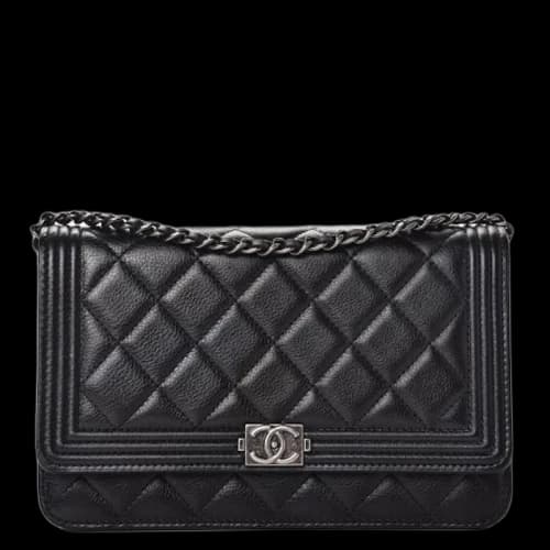 Chanel Boy Wallet On Chain Quilted Calfskin Ruthenium-tone Black