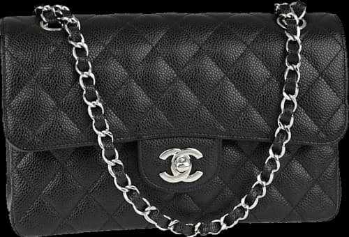 Chanel Classic Double Flap Quilted Caviar Silver-tone Small Black