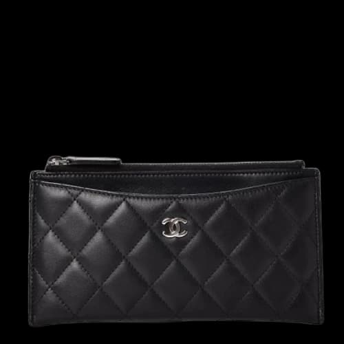 Chanel Classic Zip Pouch Quilted Diamond Black