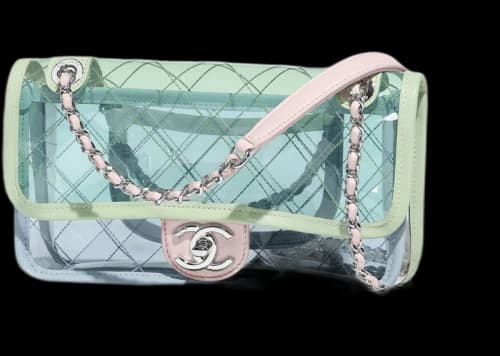 Chanel Flap Bag Transparent PVC/Lambskin Silver-tone Blue/Green/Pink