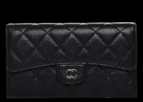 Chanel Flap Wallet Quilted Diamond Large Caviar Black
