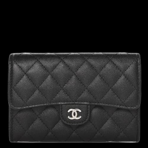 Chanel Flap Wallet Quilted Diamond Medium Black