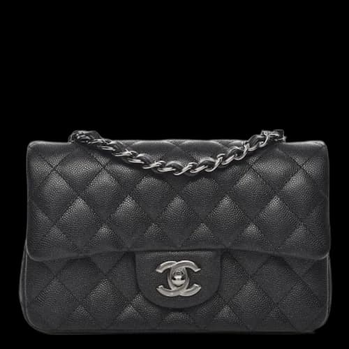Chanel Mini Rectangular Flap 18C Black Iridescent Black Caviar