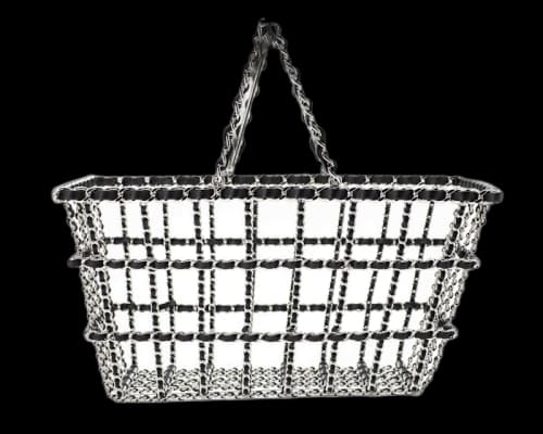 Chanel Shopping Basket Calfskin Silver Black