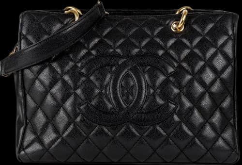Chanel Grand Shopping Tote Quilted Caviar Gold-tone Black